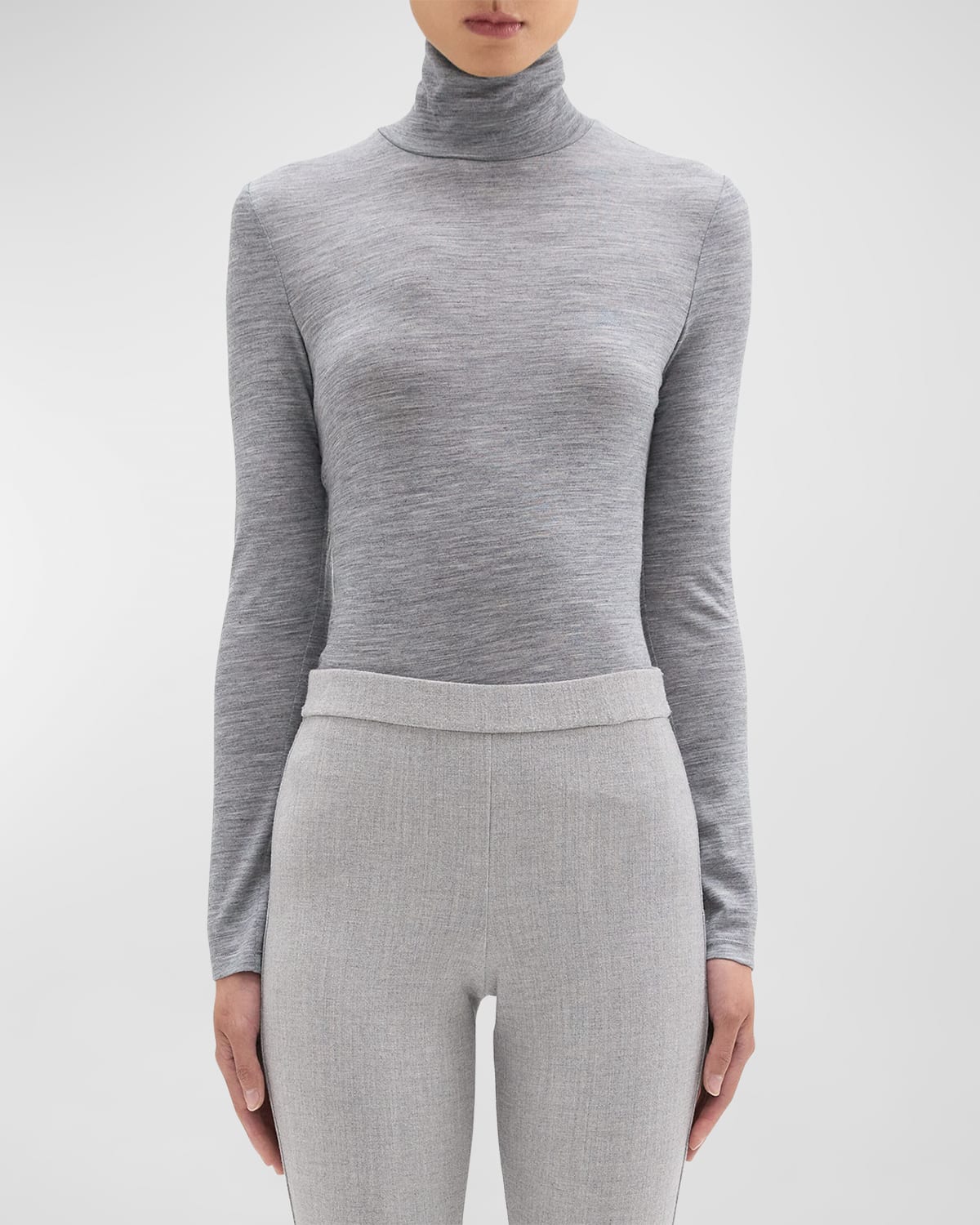 Theory Turtleneck Long-sleeve Sweater In Force Grey Melange