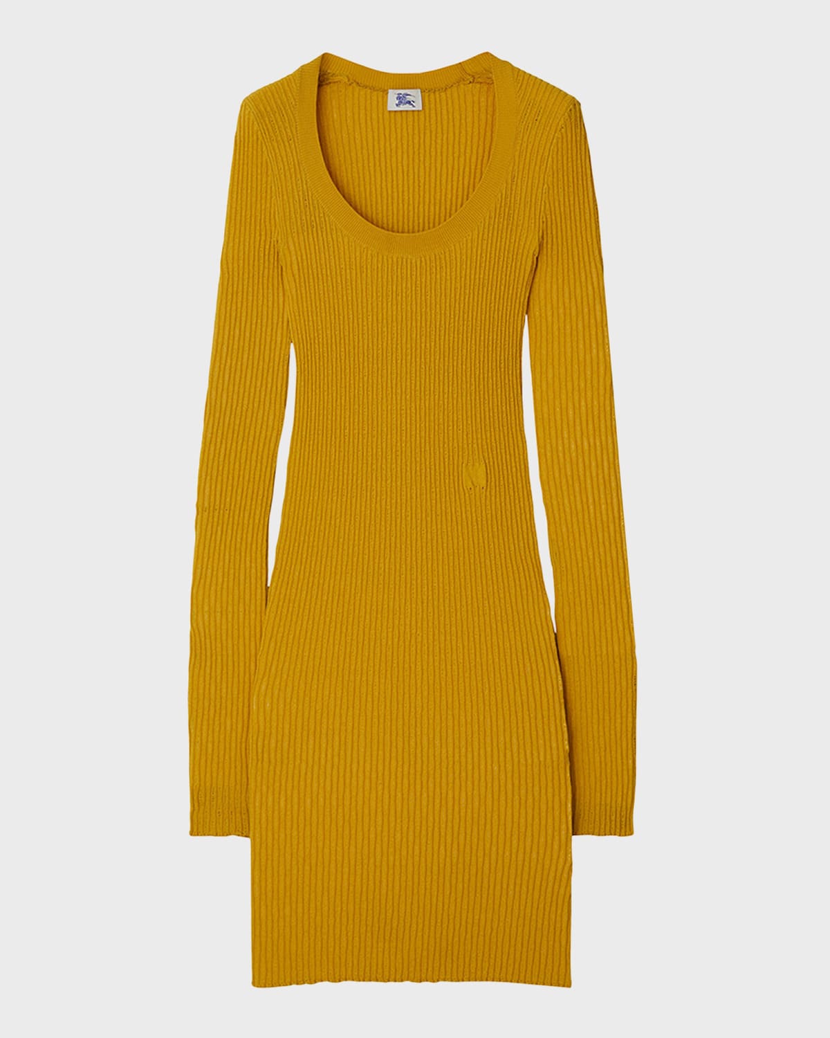 Shop Burberry Wool Rib-knit Long-sleeve Dress In Pear