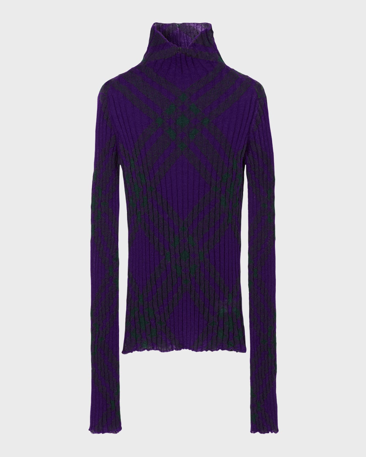 Shop Burberry Signature Check Wool Knit Turtleneck In Royal Ip Check