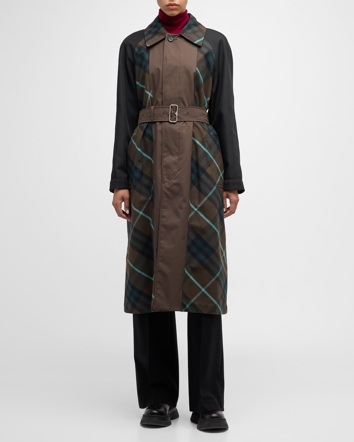 Shop Burberry Reversible Check Water-resistant Belted Coat In Otter