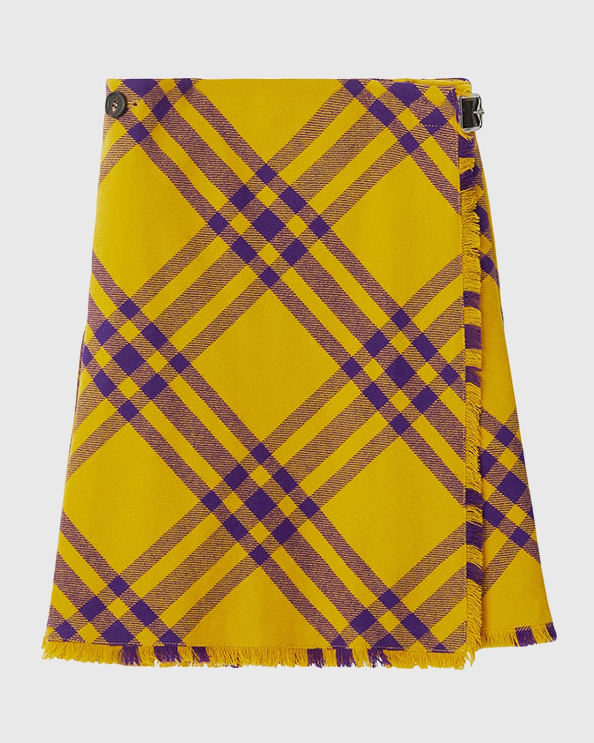 Shop Burberry Check Fringed-edge Kilt Wrap Skirt In Pear Ip Check