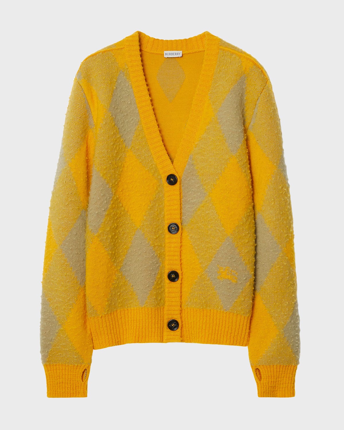 Shop Burberry Check V-neck Wool Cardigan In Mimosa Ip Pattern