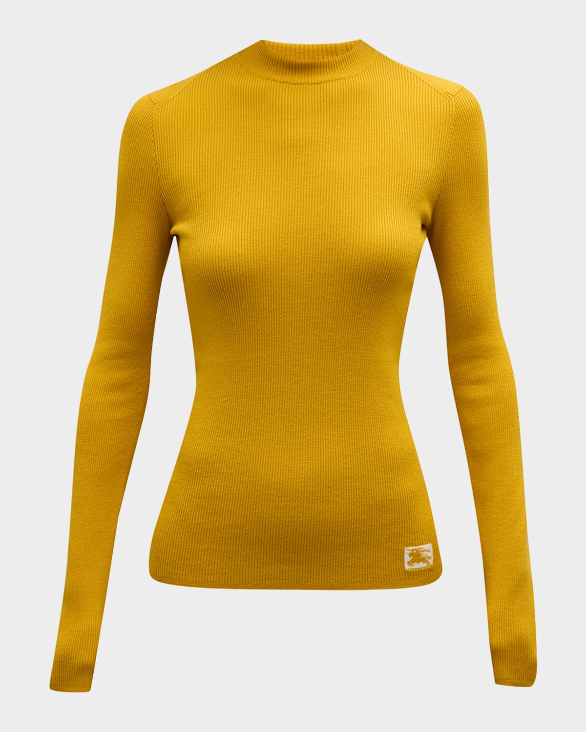 Shop Burberry Fitted Cashmere Rib Crewneck Sweater In Pear