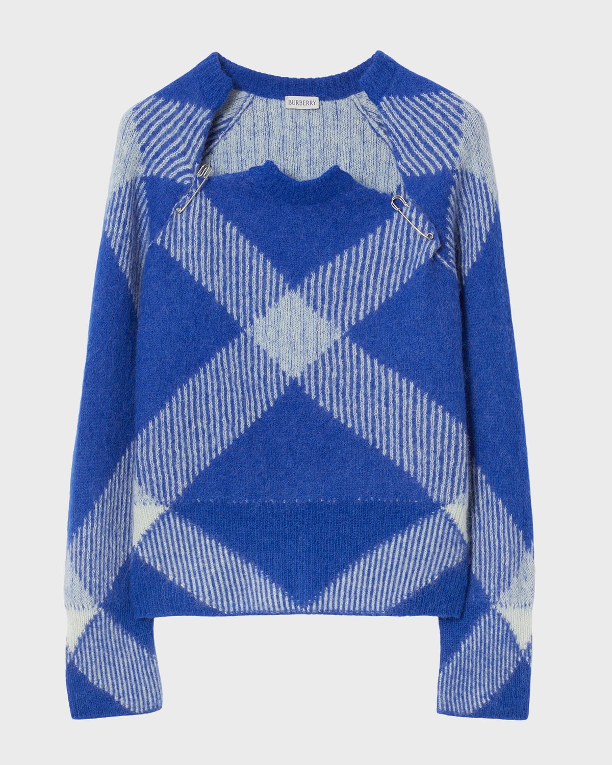 Shop Burberry Check Wool Sweater With Safety Pins In Knight Ip Check