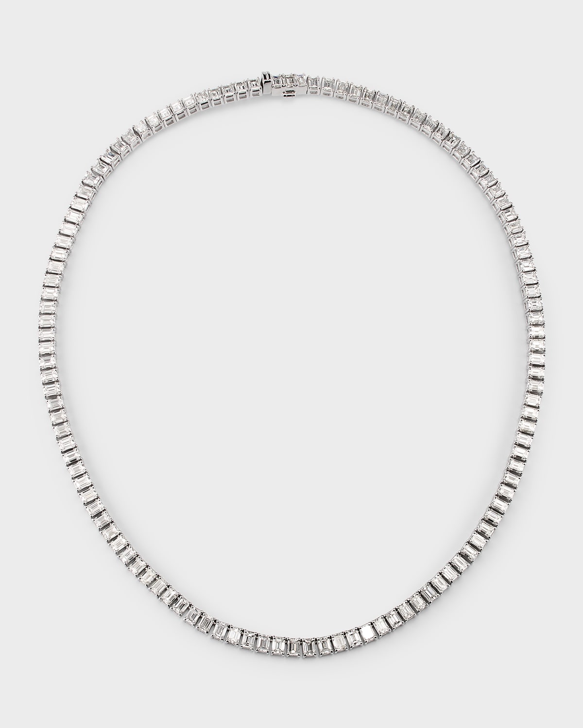 18K White Gold Baguette Diamond Tennis Necklace