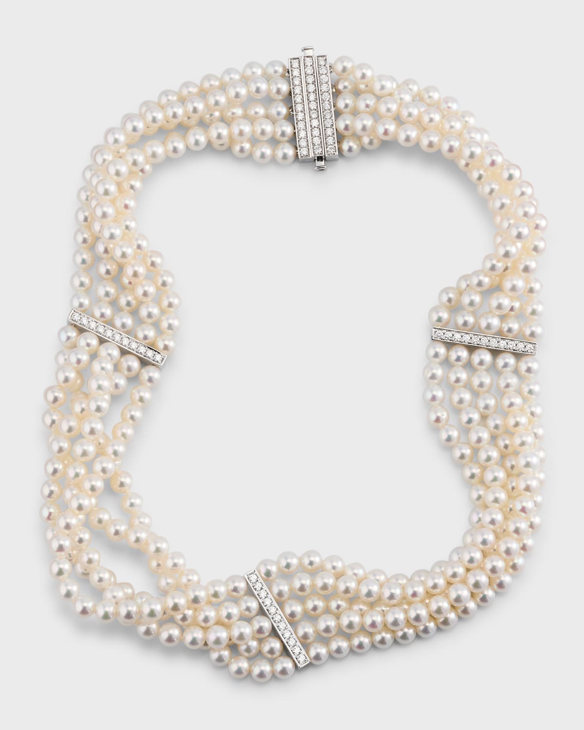 Belpearl 18k White Gold Akoya Cultured Pearl And Diamond Choker