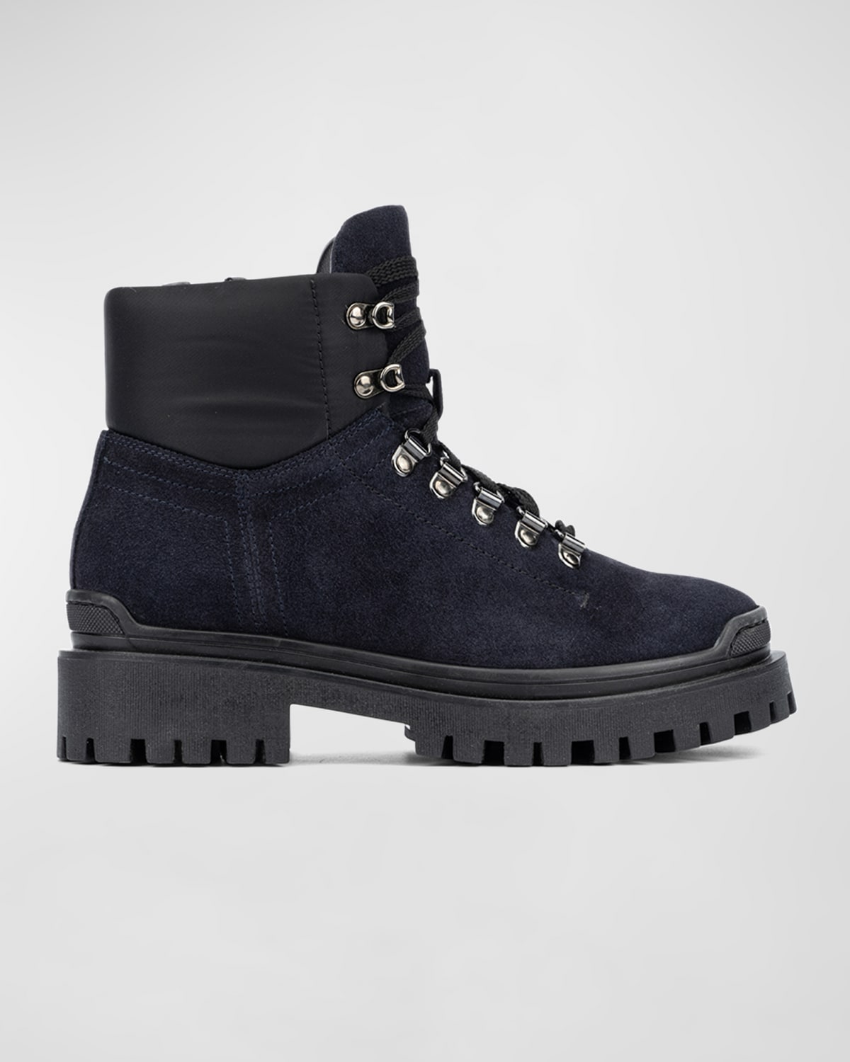Aquatalia Cynthia Suede Nylon Lace-up Hiker Boots In Black