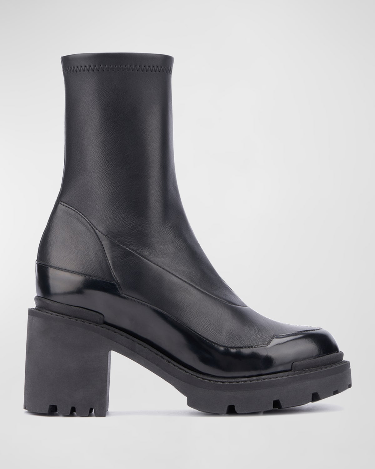 AQUATALIA VANNA STRETCH LEATHER LUG-SOLE BOOTIES