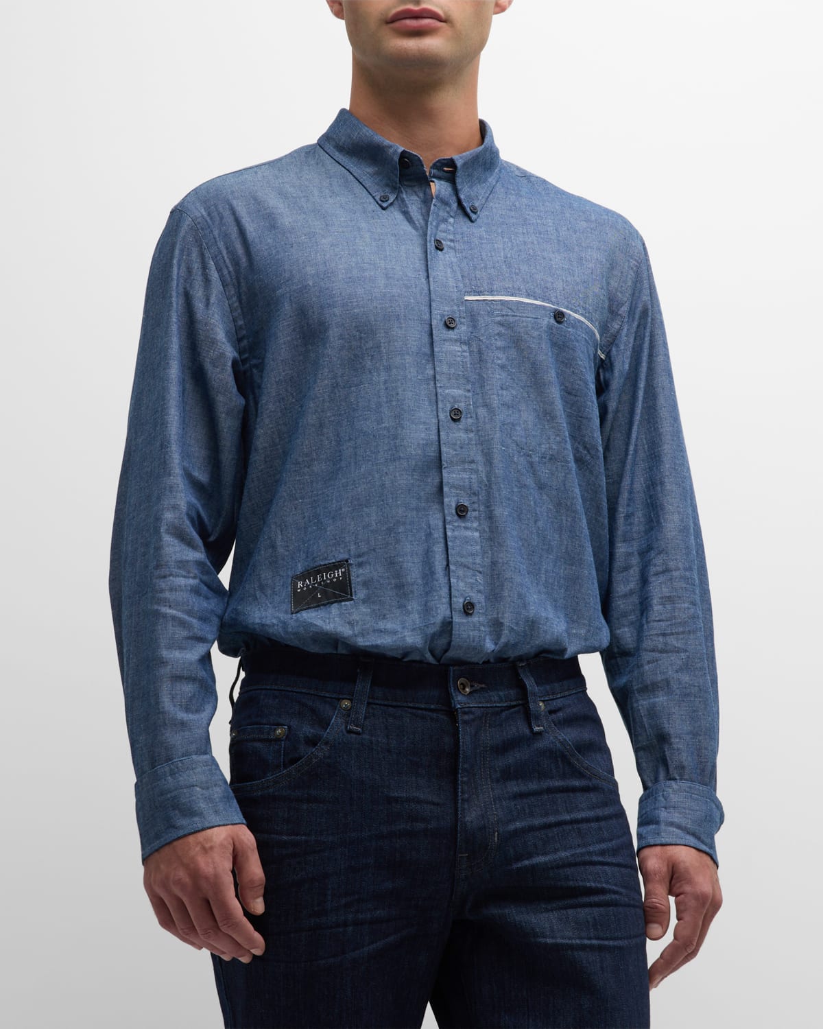 Raleigh Workshop Men's Selvage Oxford Button-down Shirt In Chambray