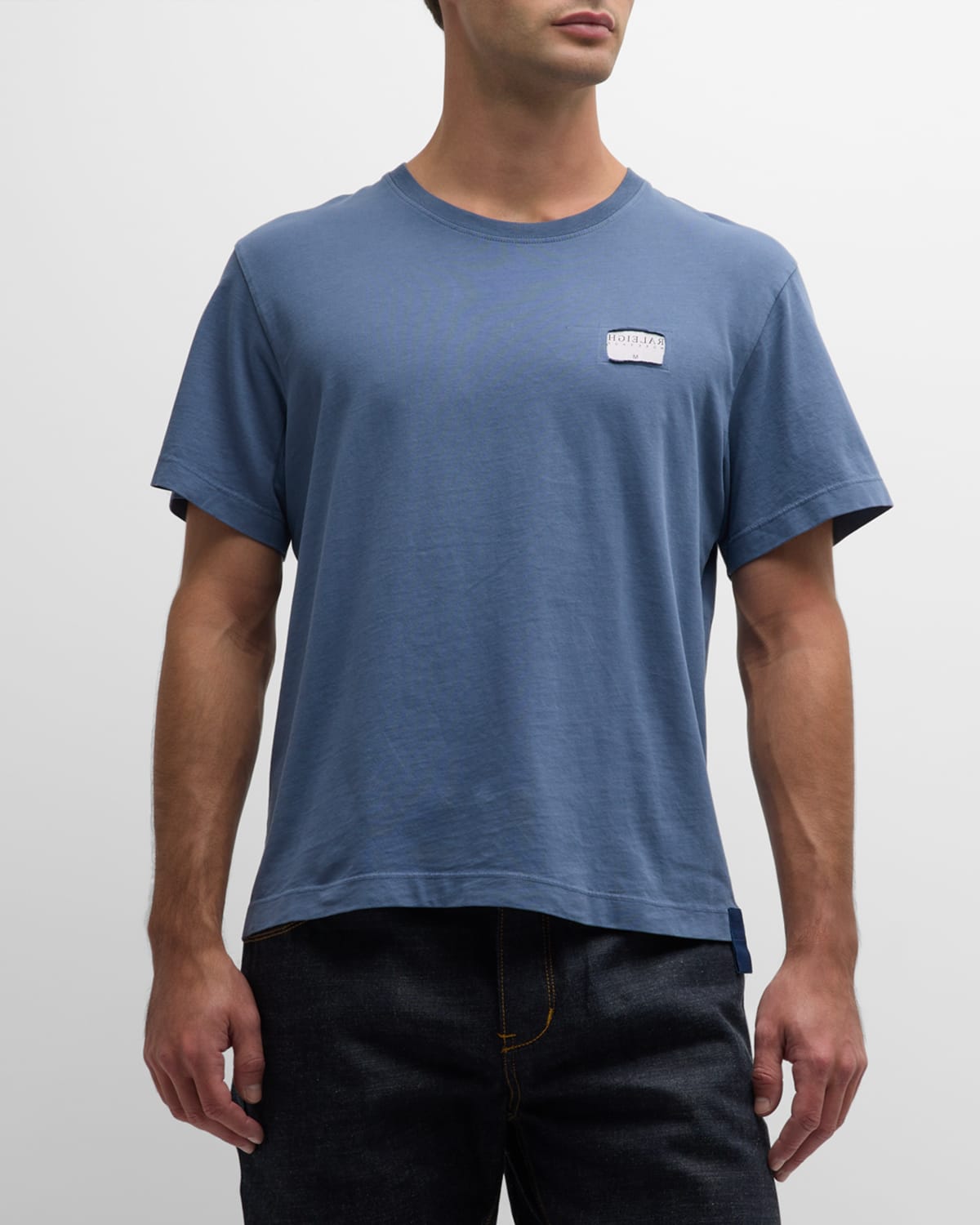 Raleigh Workshop Men's Label Cotton T-shirt, Blue In Slate Blue