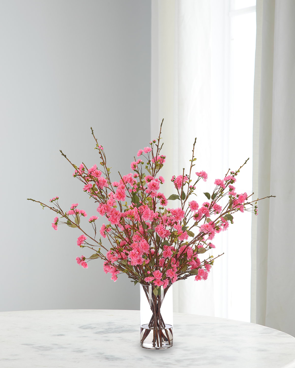 Ndi Apple Blossom 41" Faux Floral Arrangement In Glass Cylinder In Pink