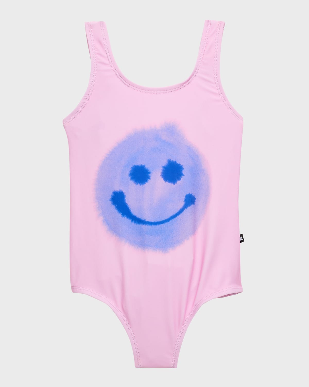 Shop Molo Girl's Nika Printed Low Back Swimsuit In Lilac Smile