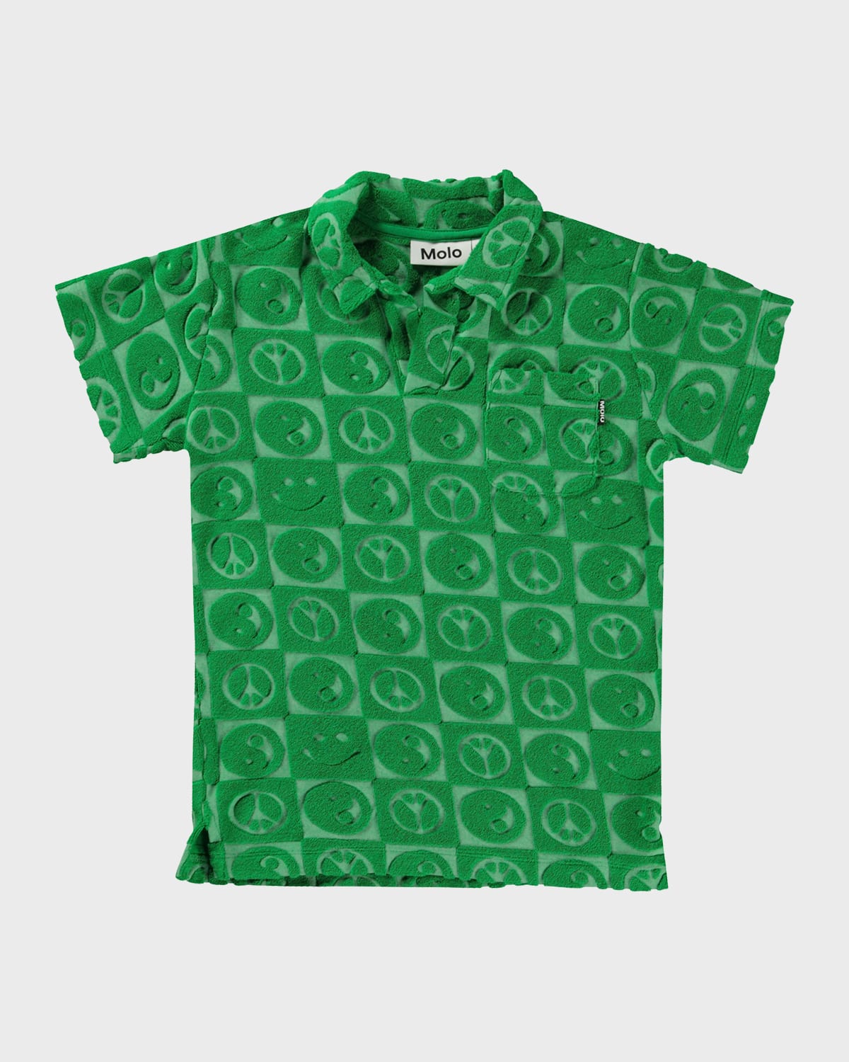 Molo Kids' Boy's Randel Ombre Polo Shirt In Bright Green