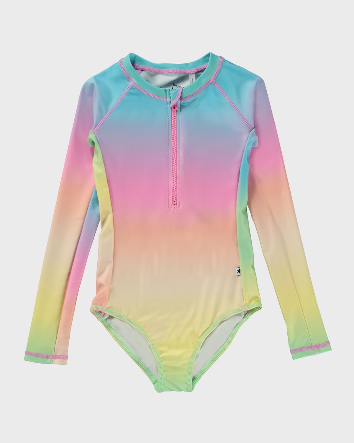 Molo Kids' Girl's Necky Tie-dye Rashguard One-piece Swimsuit In Sorbet Rainbow