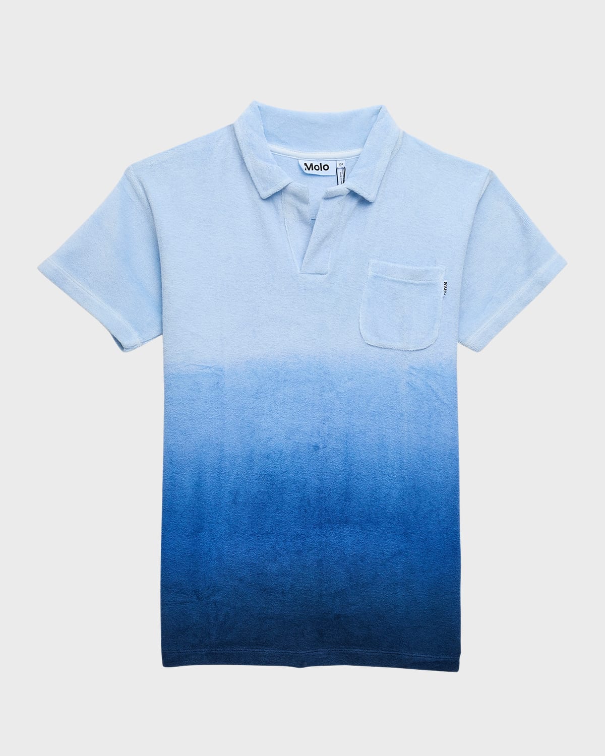 Shop Molo Boy's Randel Ombre Polo Shirt In Reef Blue