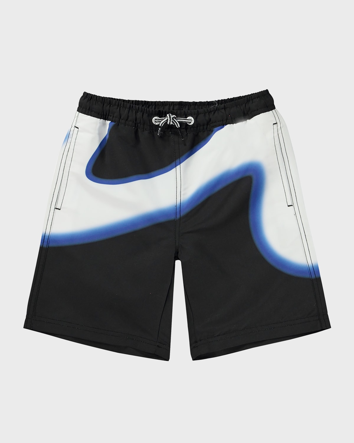 Molo Kids' Boy's Nilson Printed Swim Shorts In Wave