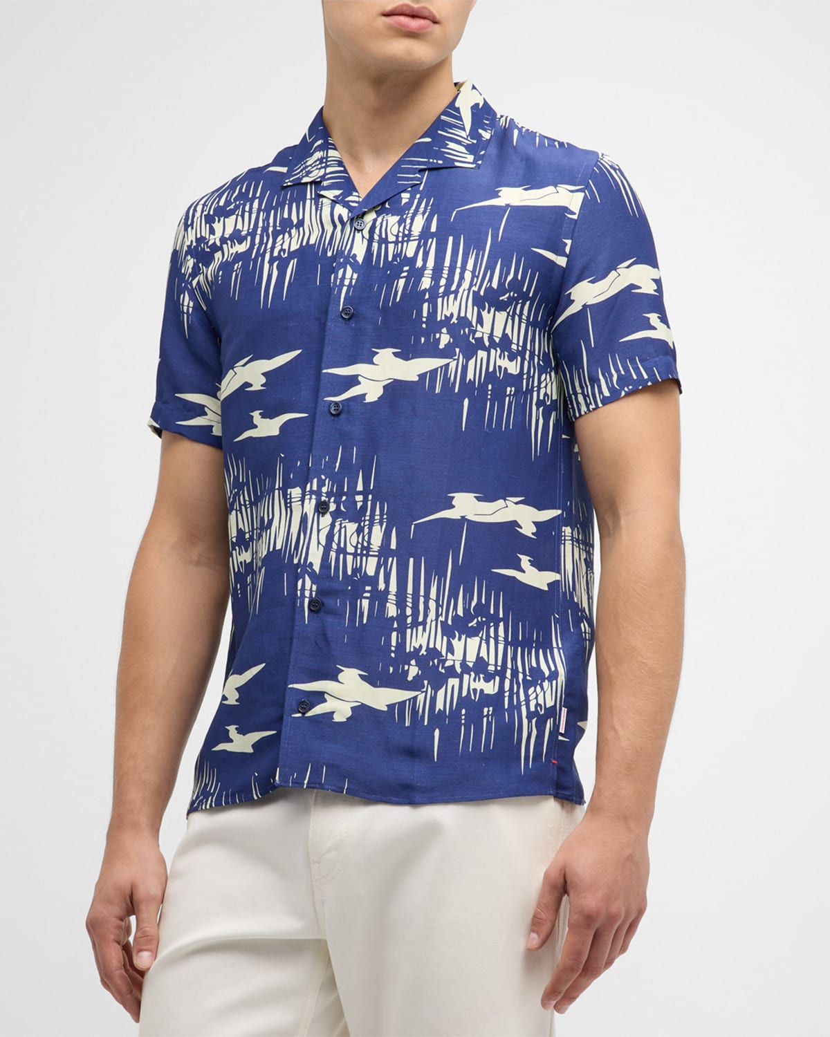 Orlebar Brown Hibbert Linen-blend Shirt In Blue