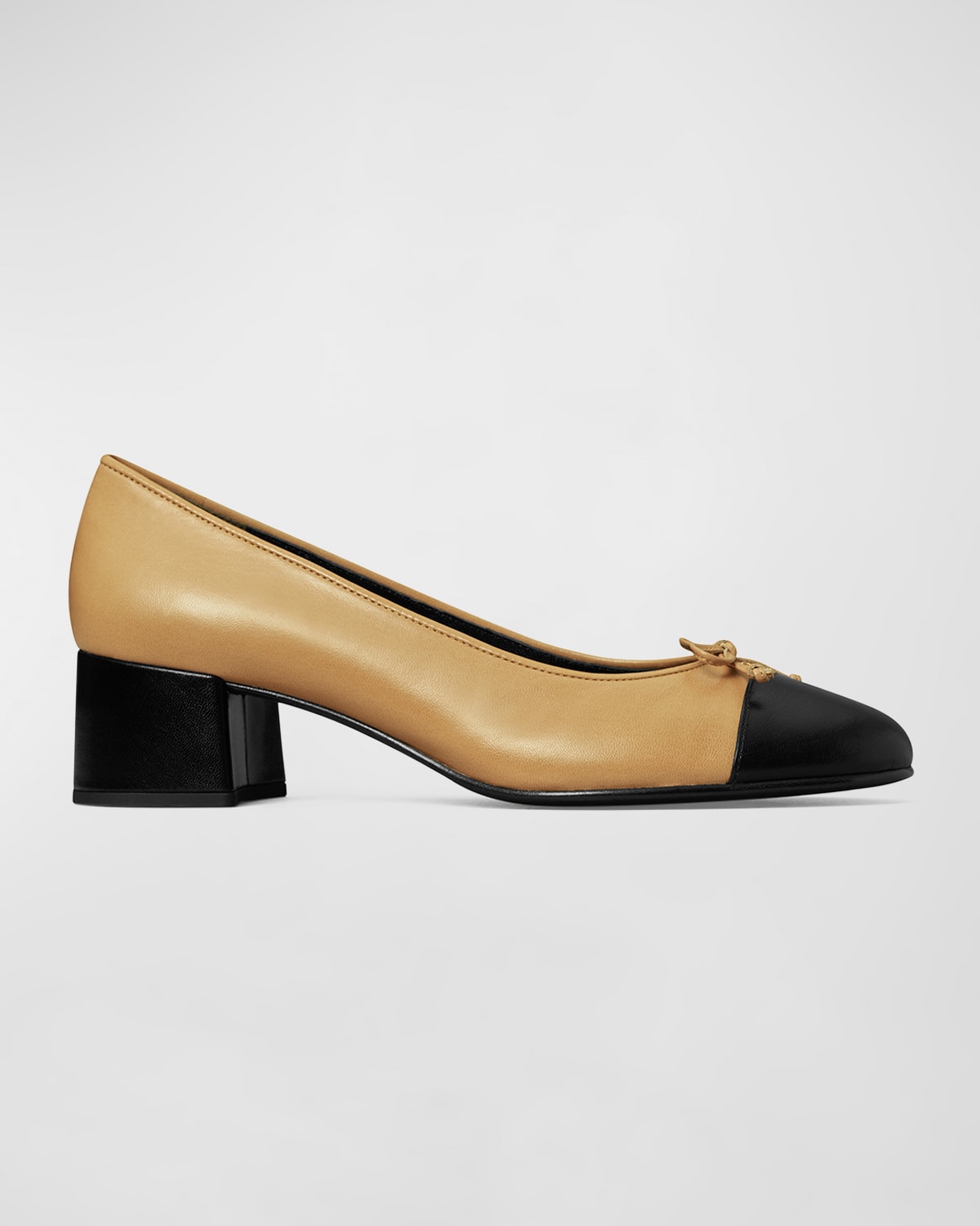 Bicolor Cap-Toe Ballerina Pumps