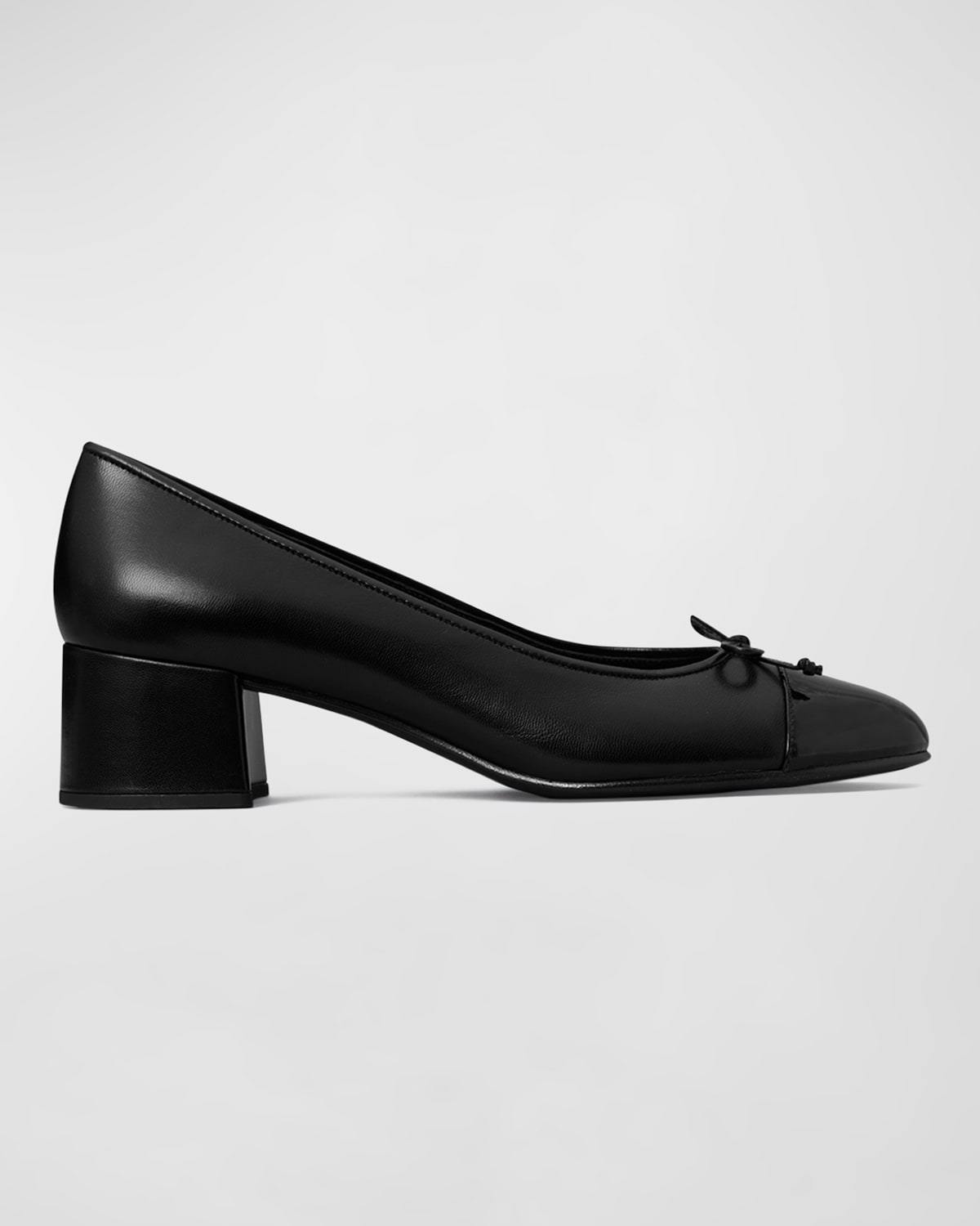 Tory Burch Mixed Leather Cap-toe Ballerina Pumps In Perfect Black Pe