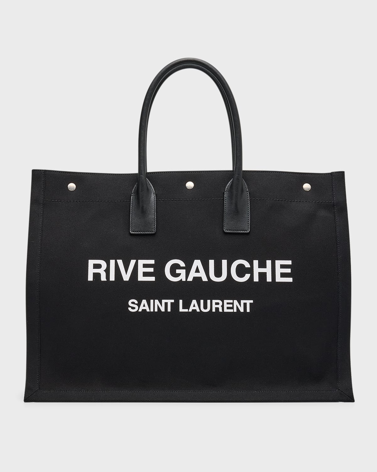 Shop Saint Laurent Men's Rive Gauche Tote Bag In Black/wht