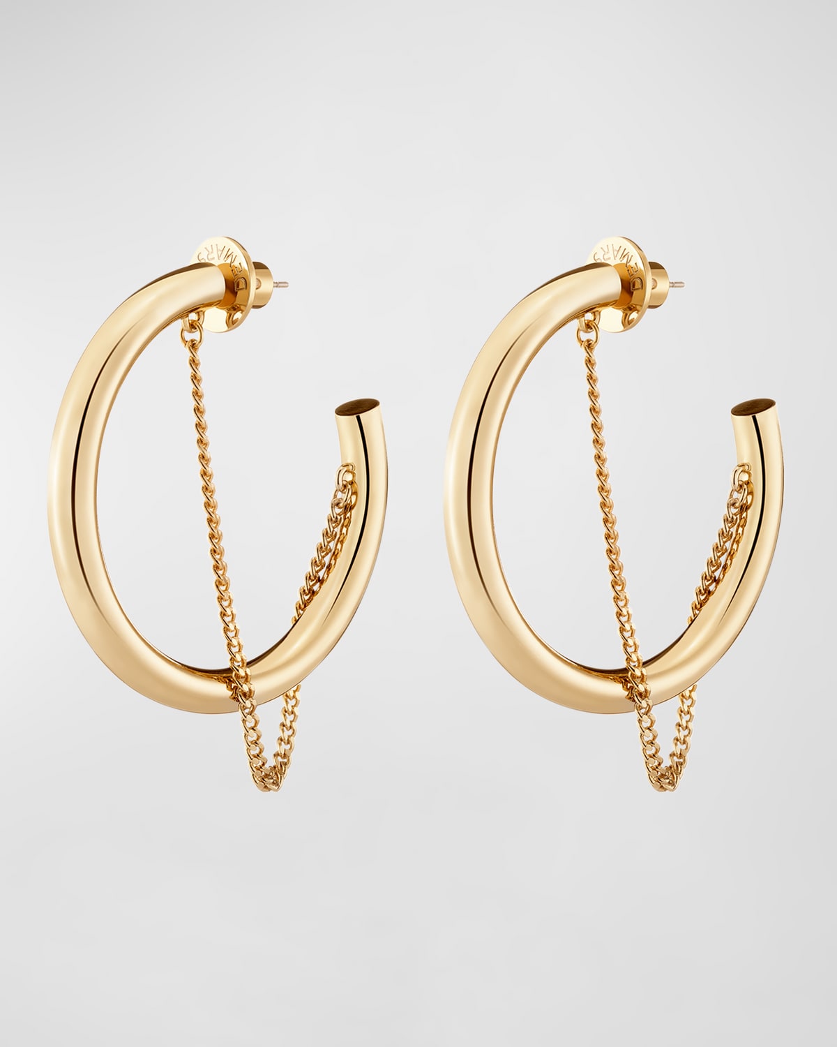 Shop Demarson Miley Hoop And Chain Earrings In Gold