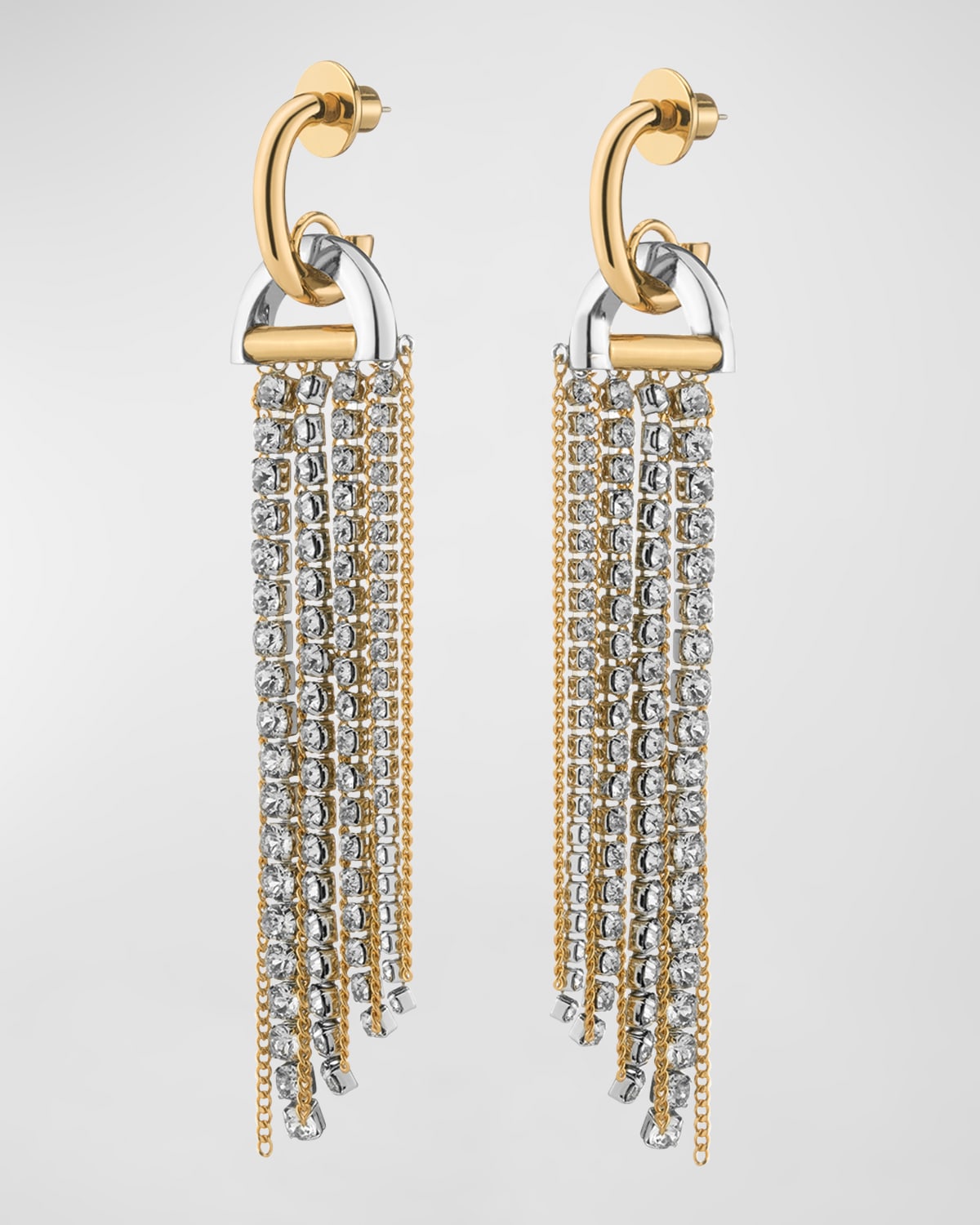 Demarson Maria Fringe Earrings In Gold/ Crystal