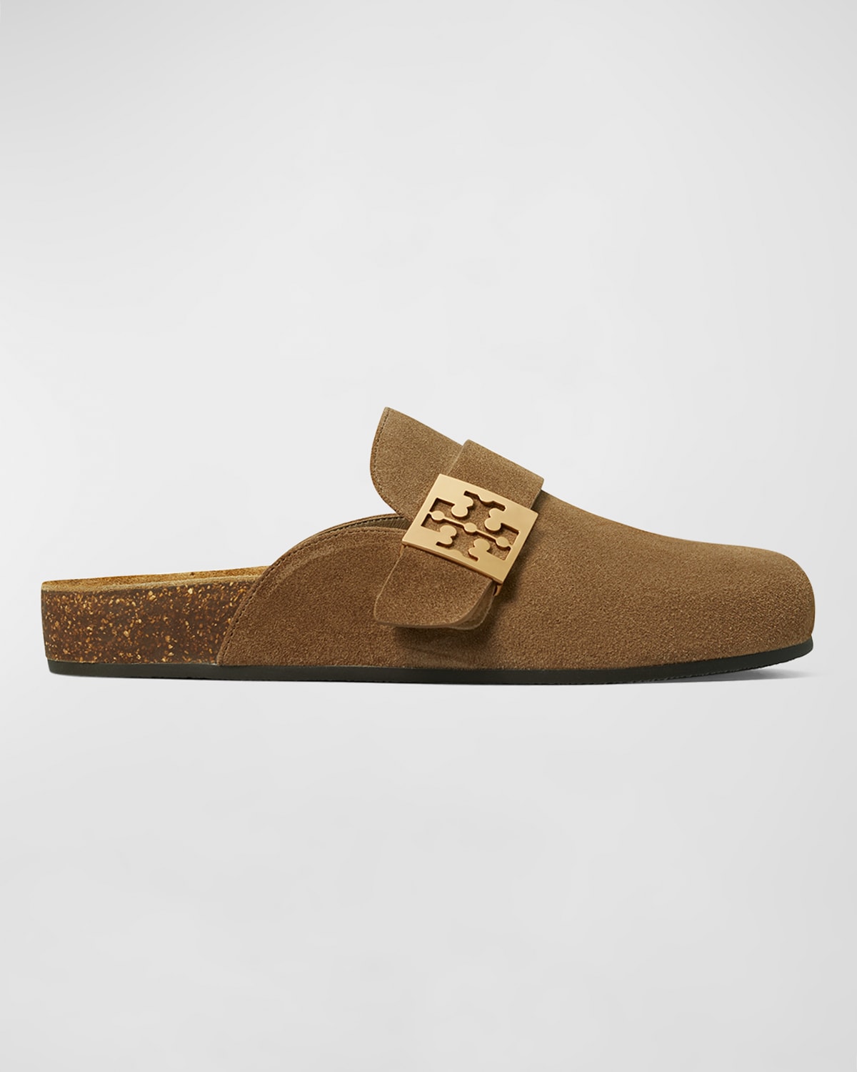 TORY BURCH MELLOW SUEDE BUCKLE SLIDE MULES