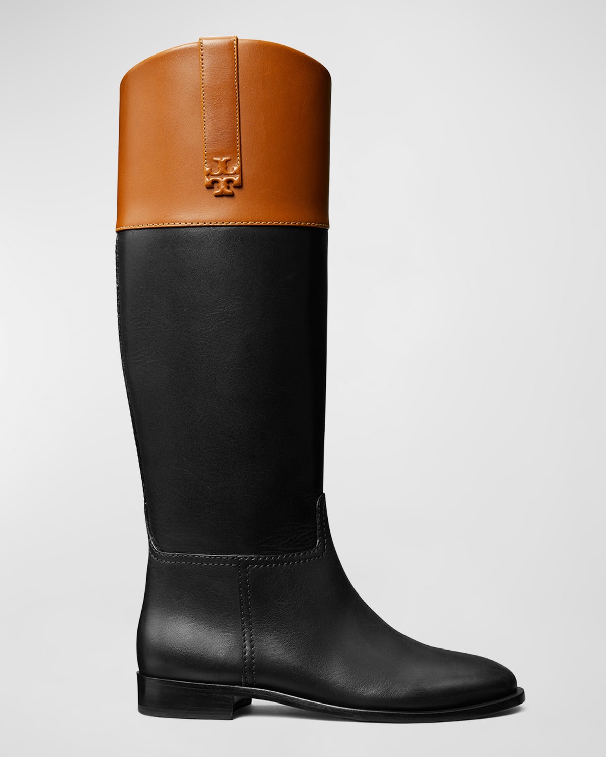 Bicolor Leather Double T Riding Boots