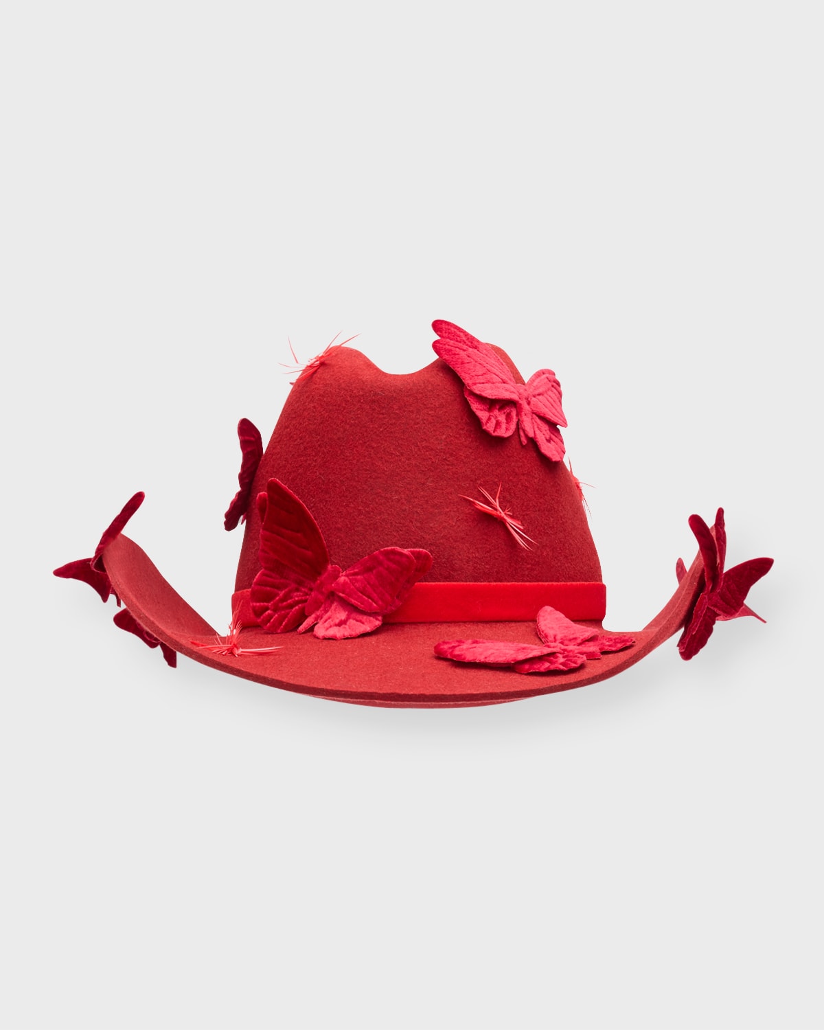 Britney Butterfly Applique Felt Cowboy Hat
