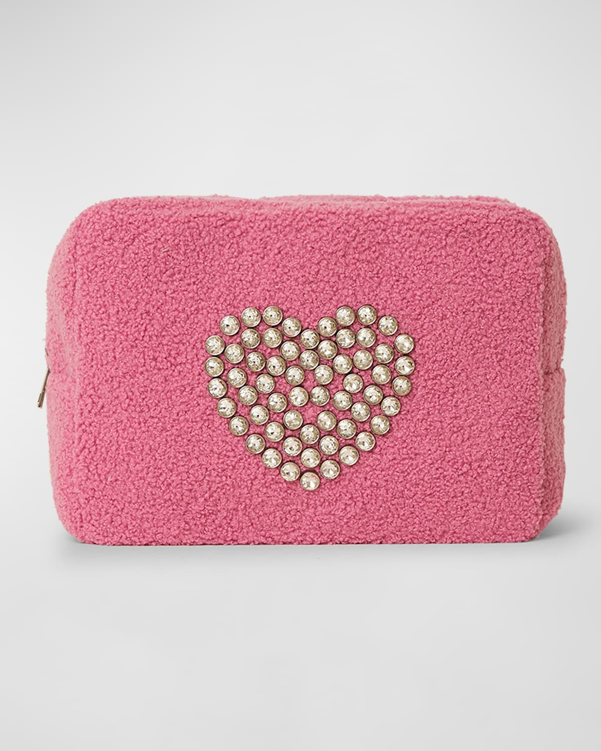 Shop Btb Los Angeles Heart Crystal Cosmetic Bag In Flamingo