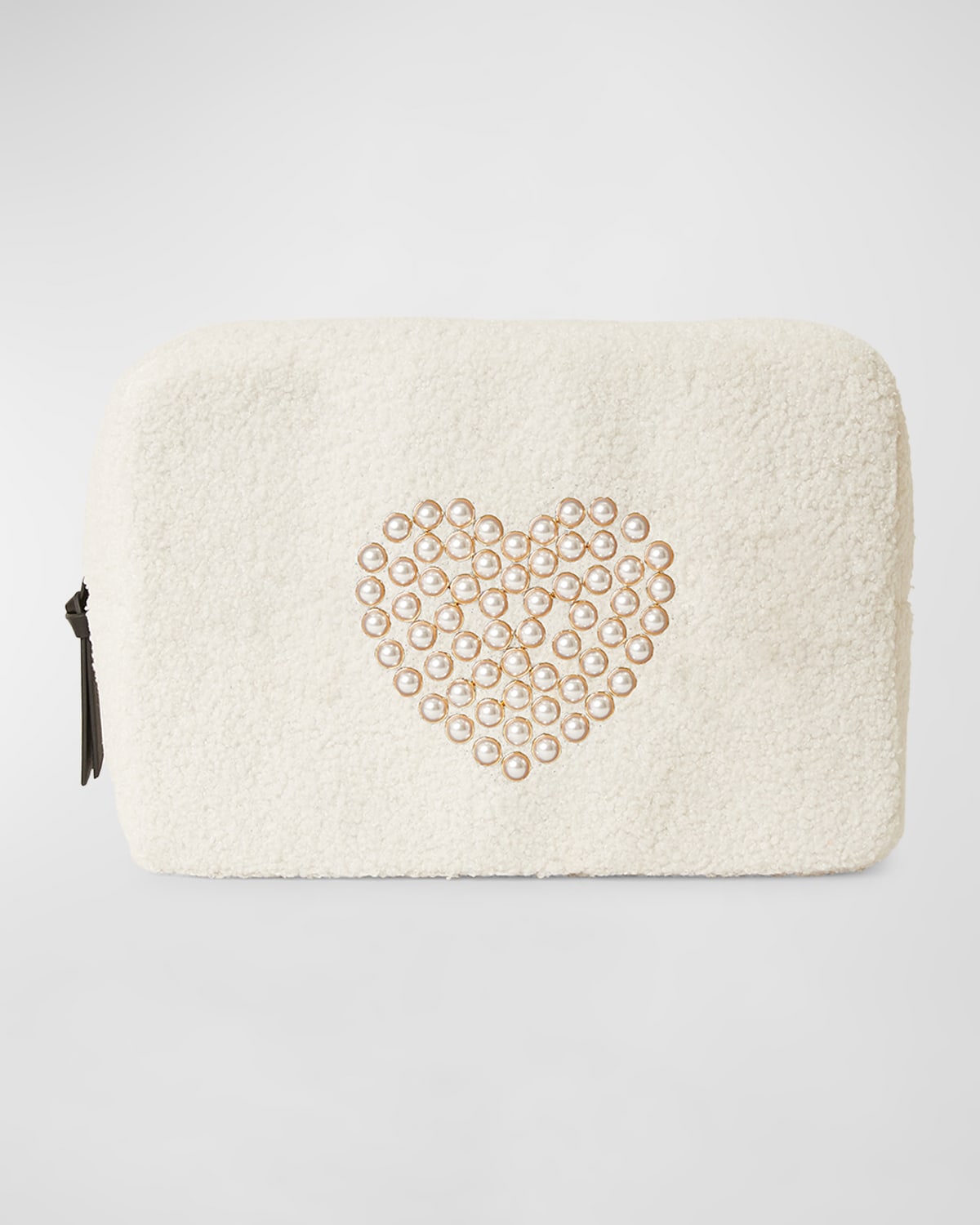 Pearly Heart Faux-Fur Cosmetic Bag