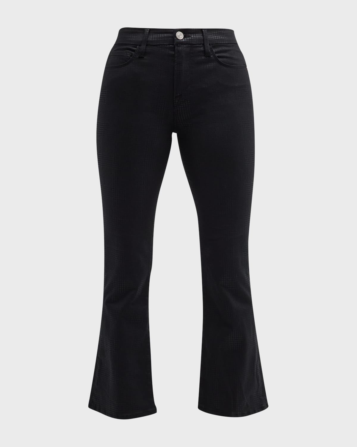 Shop Frame Le Crop Mini Bootcut Coated Jeans In Houndstooth Shine