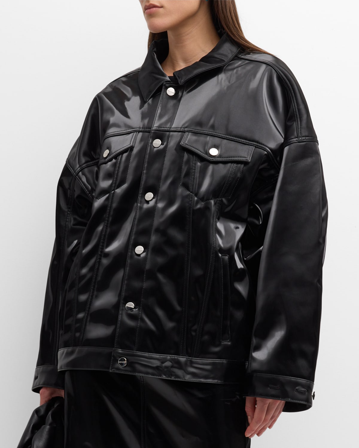 Marc Jacobs Reflective Trucker Jacket In Black