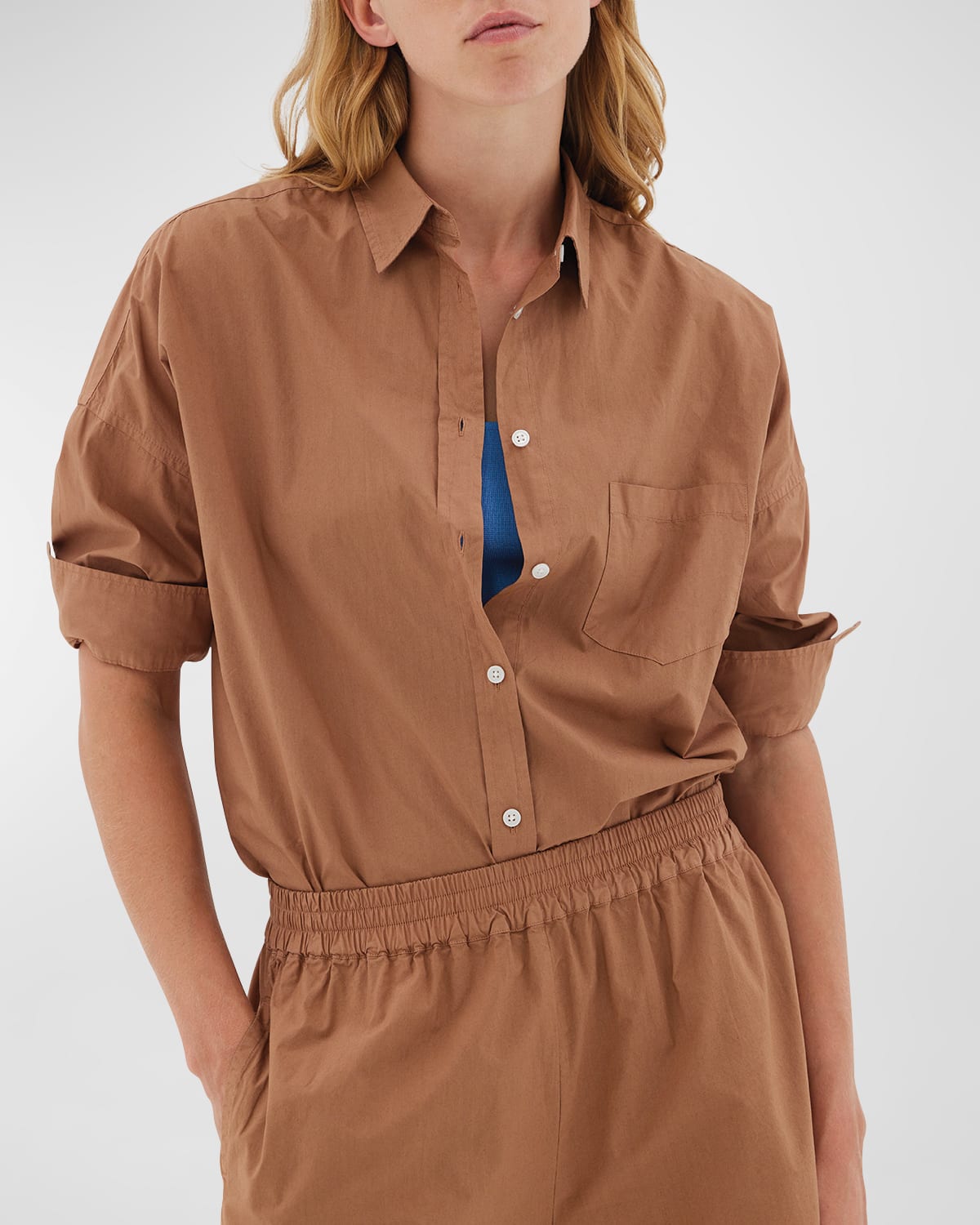 Lmnd Chiara Relaxed-fit Cotton Button-front Shirt In Nutshell