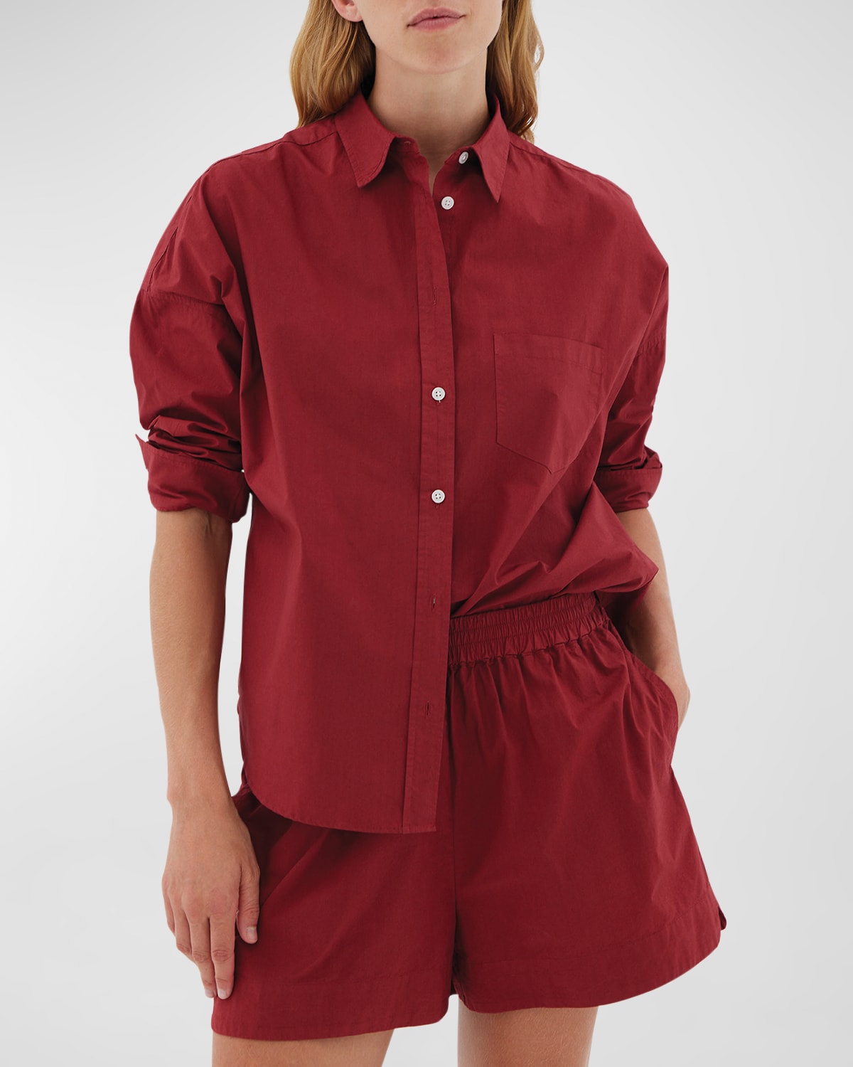 Lmnd Chiara Relaxed-fit Dyed Cotton Button-front Shirt In Rust