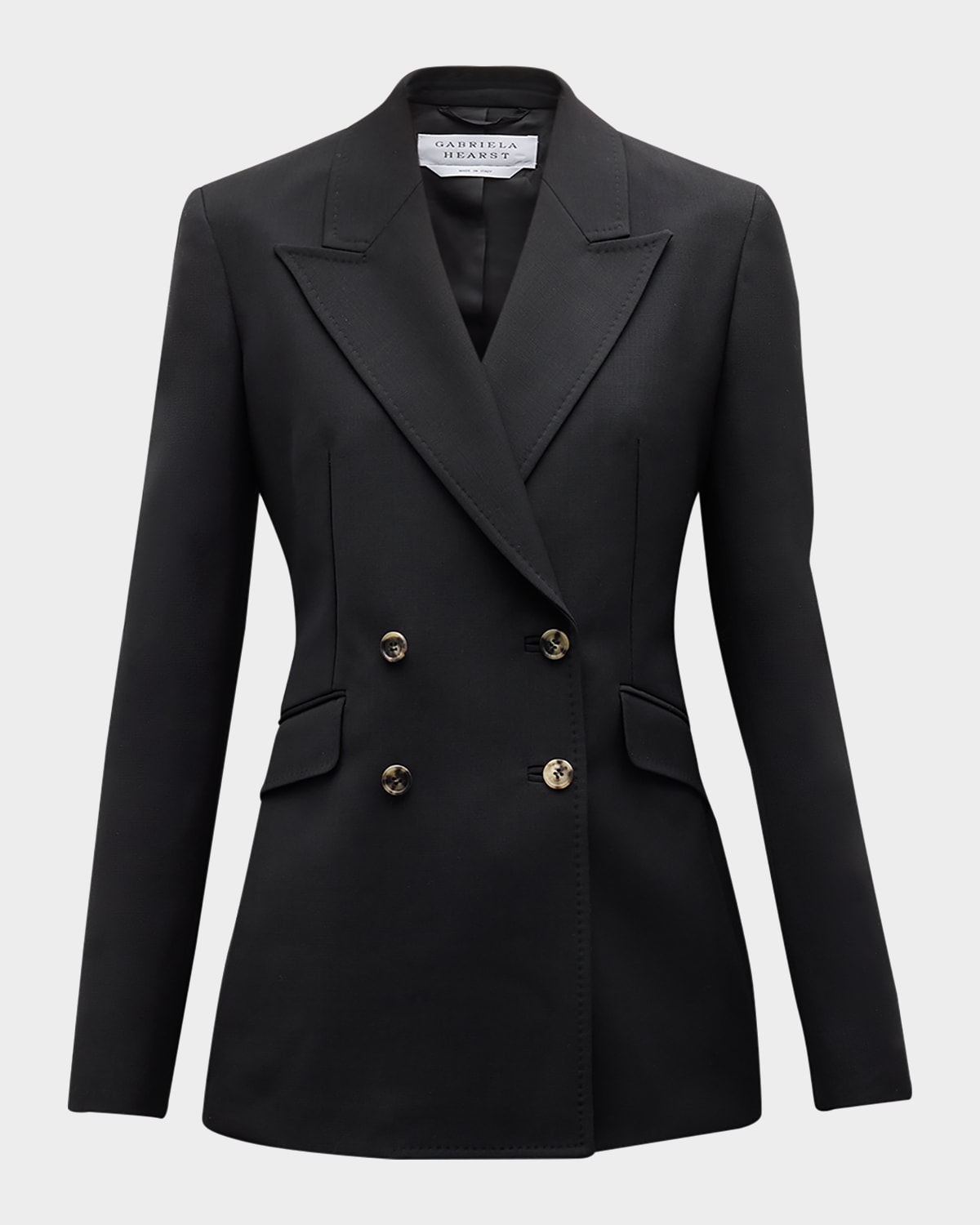 Shop Gabriela Hearst Angela Wool Blazer Jacket In Black