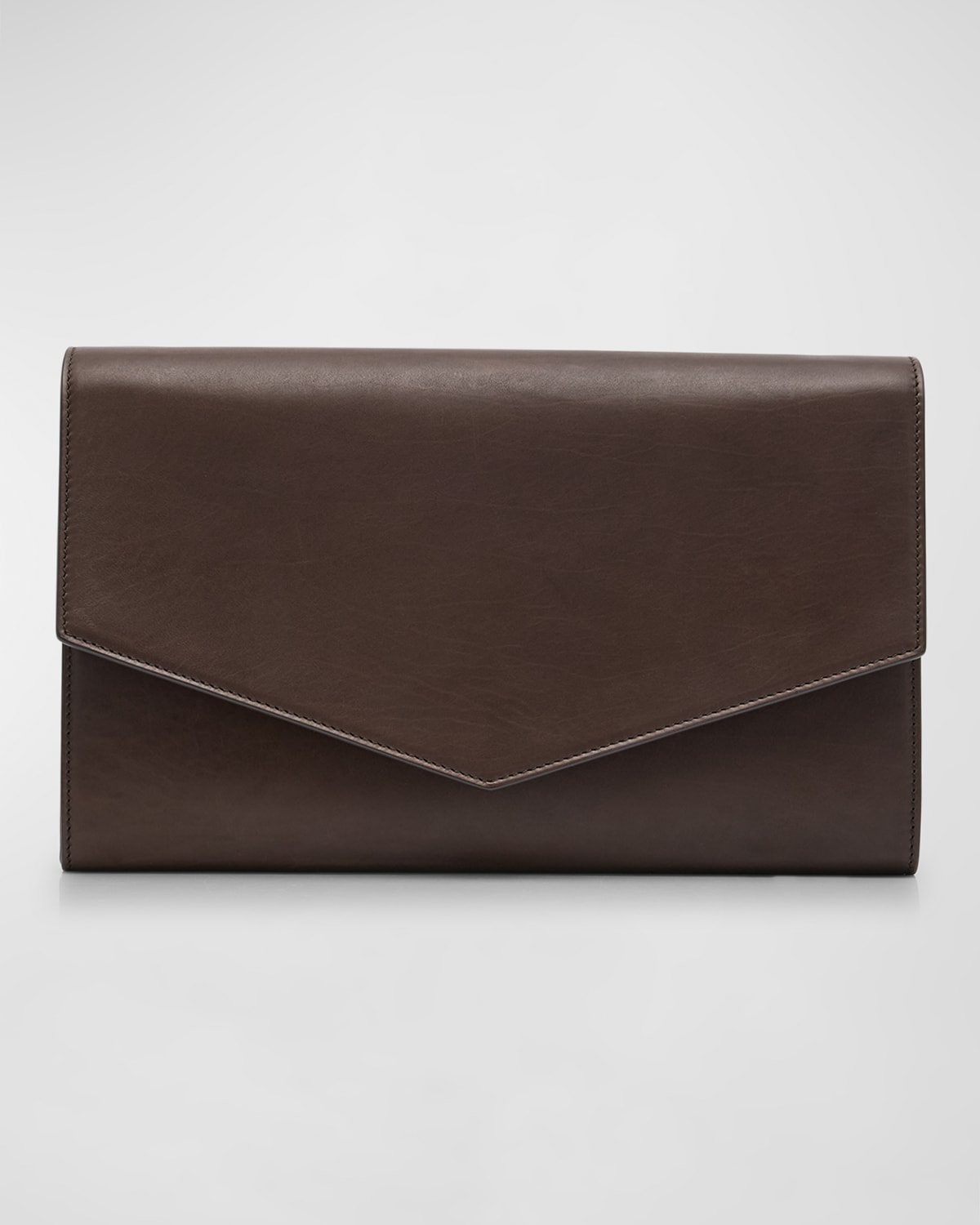 The Row Large Envelope Crossbody Bag In Napa Leather In Dark Brown