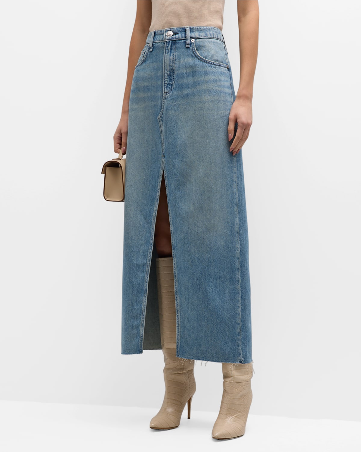 Featherweight Avery Denim A-Line Maxi Skirt