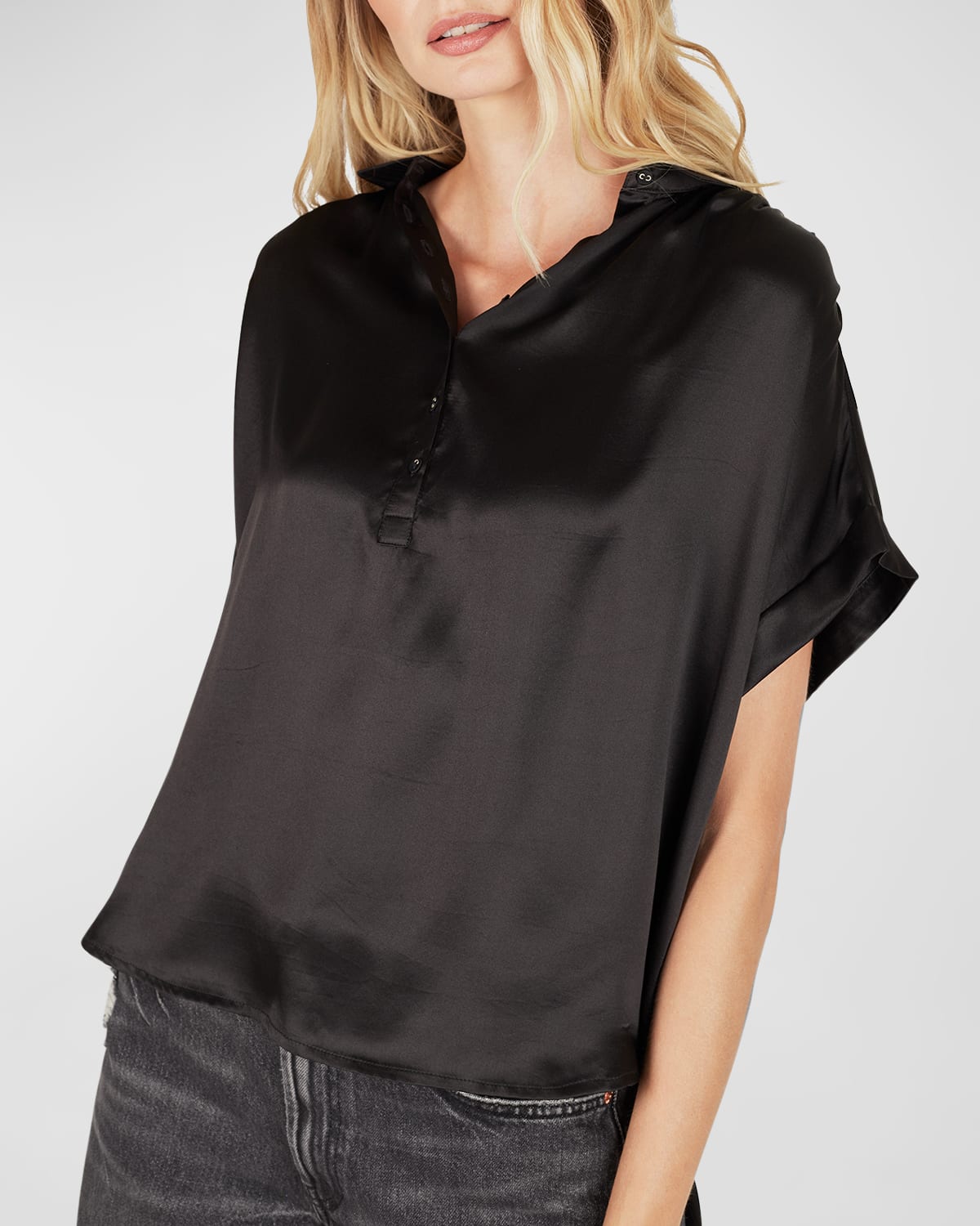 Secret Mission Peggy Silk Collared Blouse In Black