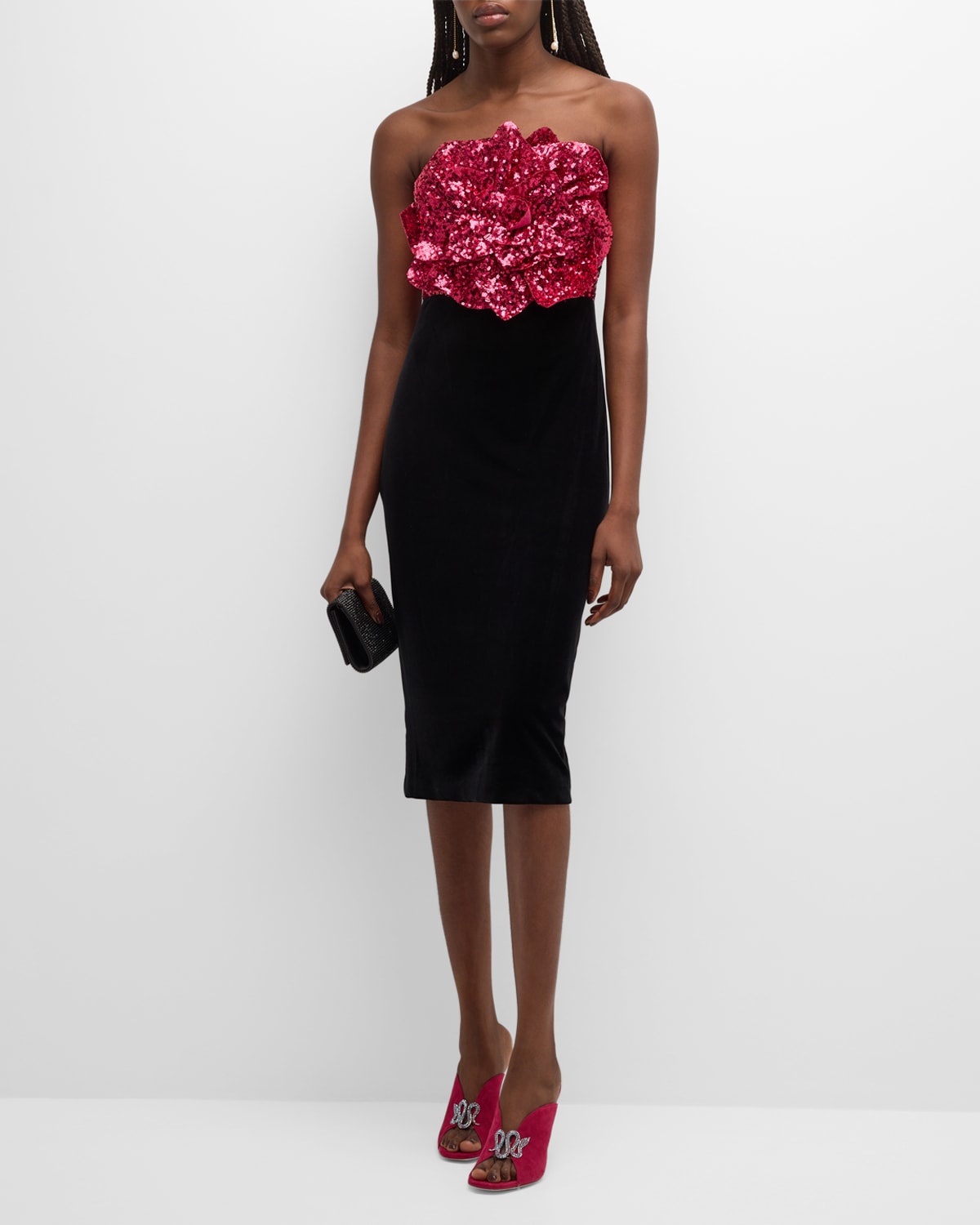 Badgley mischka velvet sequin deals gown
