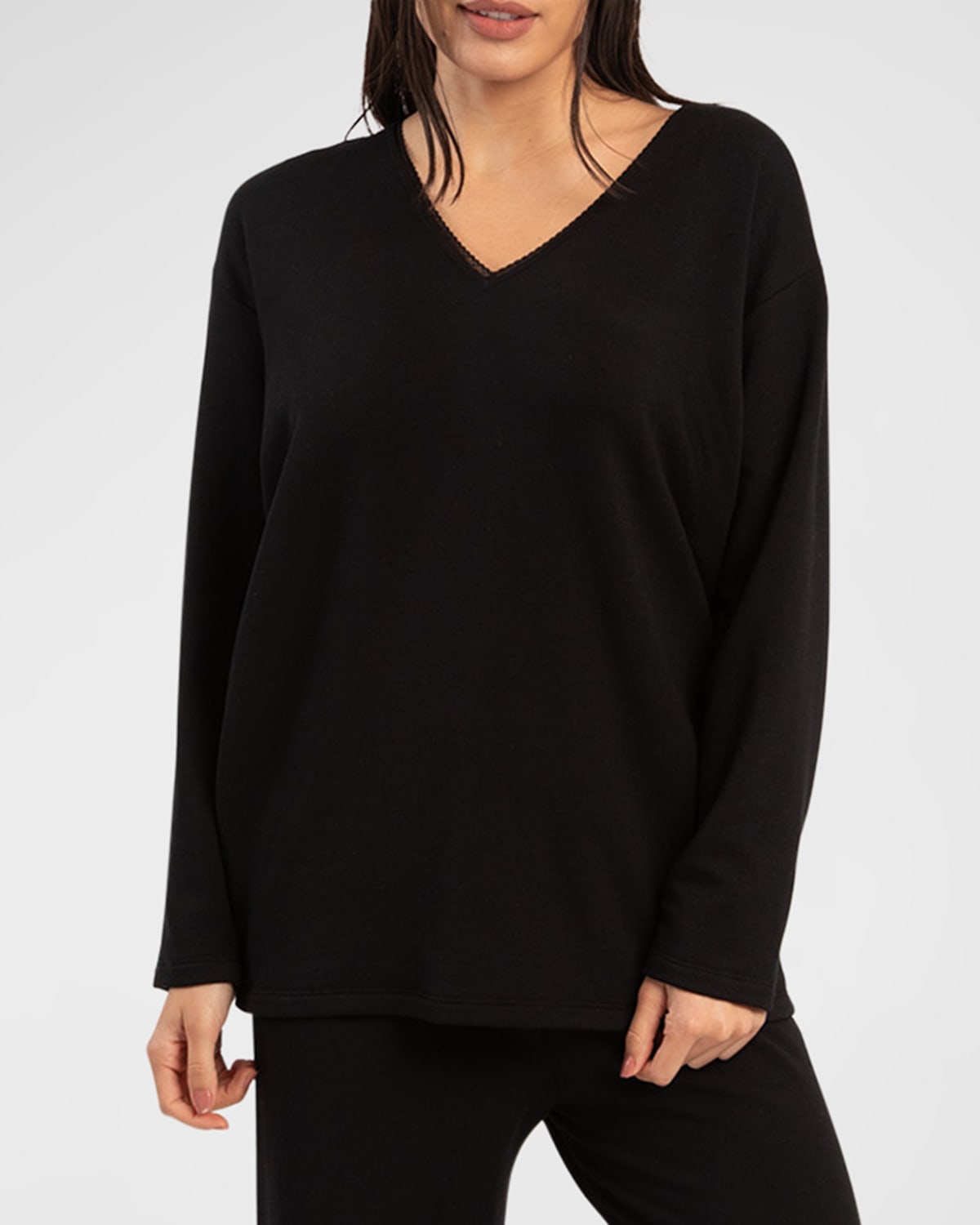 Andine Emanuelle Lace-trim French Terry Top In Black
