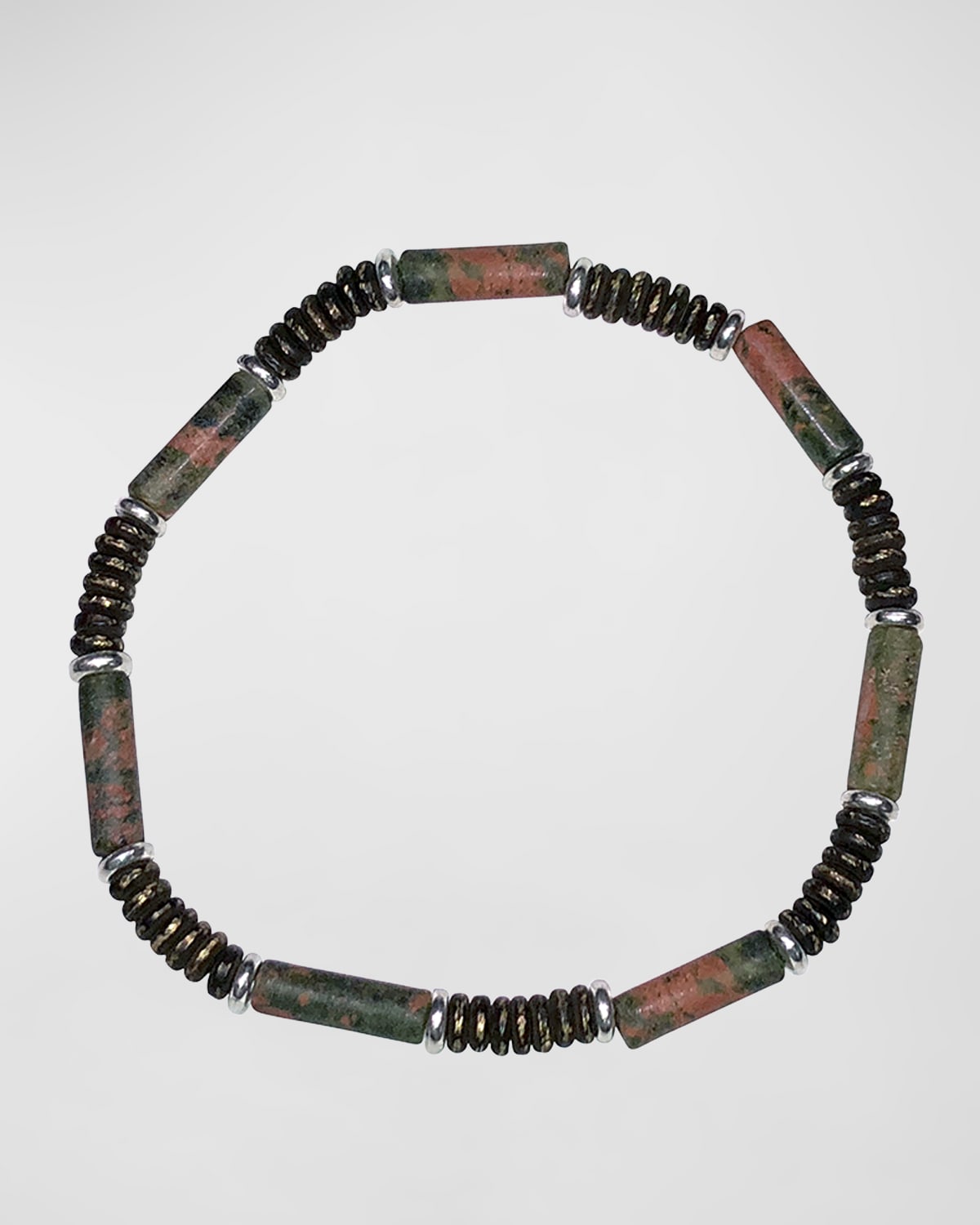 Men's Cylinder Gemstone Beaded Bracelet