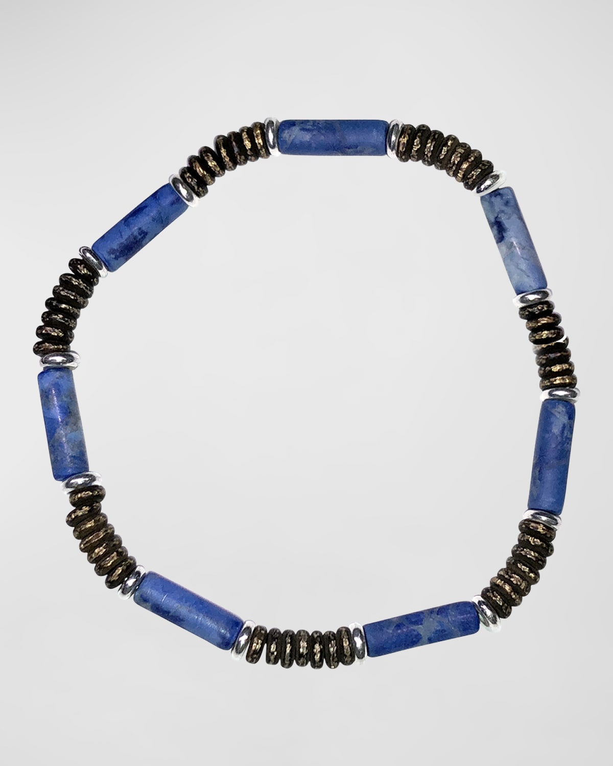 Men's Cylinder Gemstone Beaded Bracelet