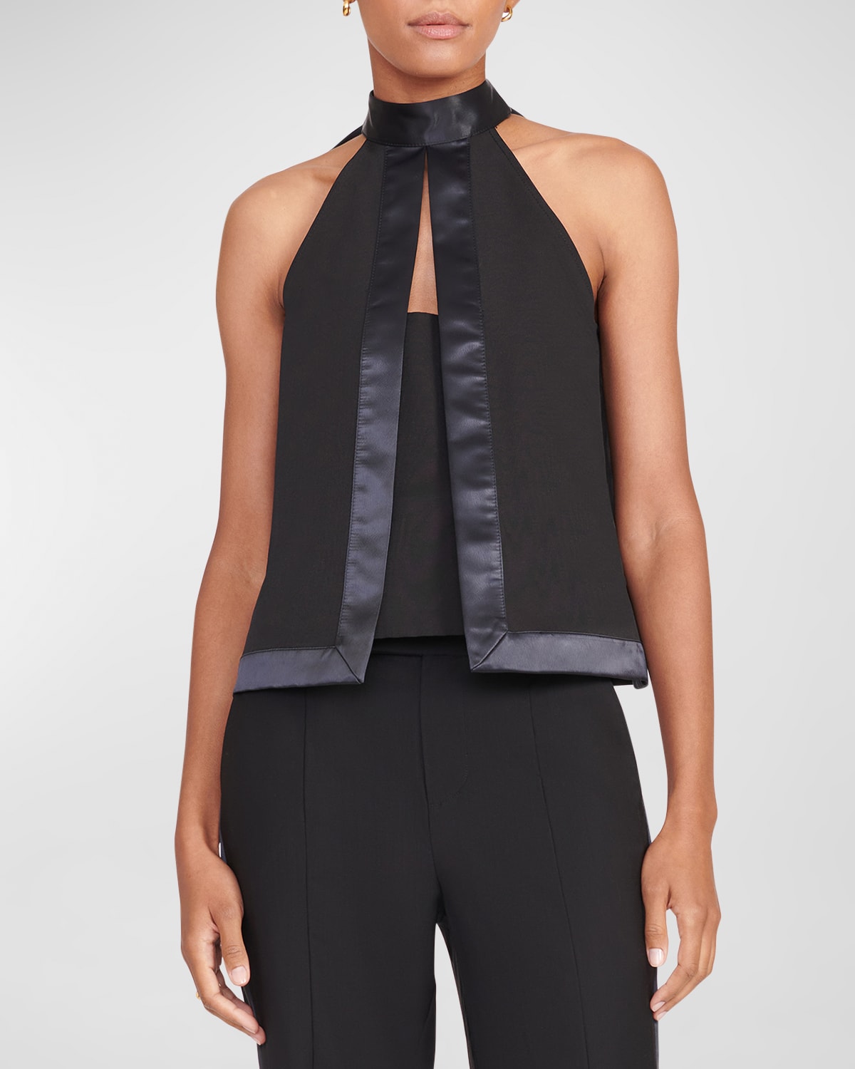 Shop Staud Wright Sleeveless Back-tie Top In Black
