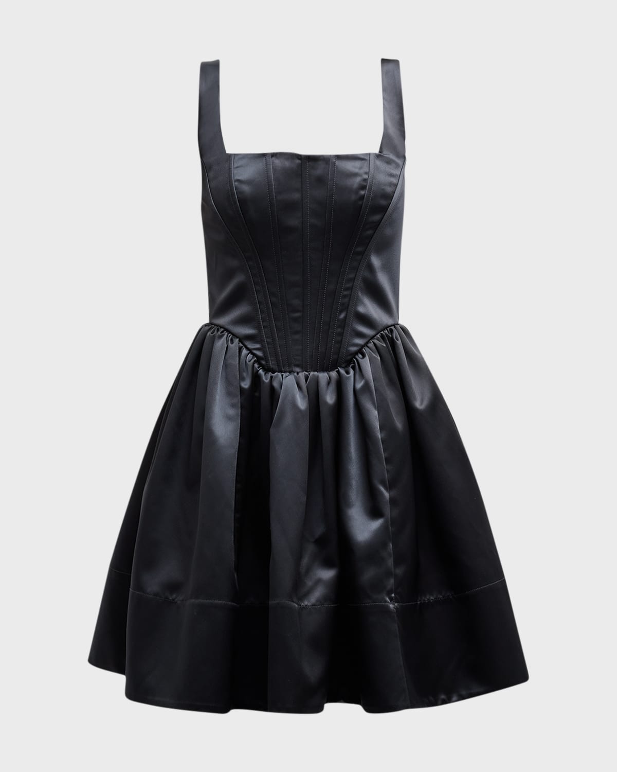 Faux Leather Corset Mini Dress in Black