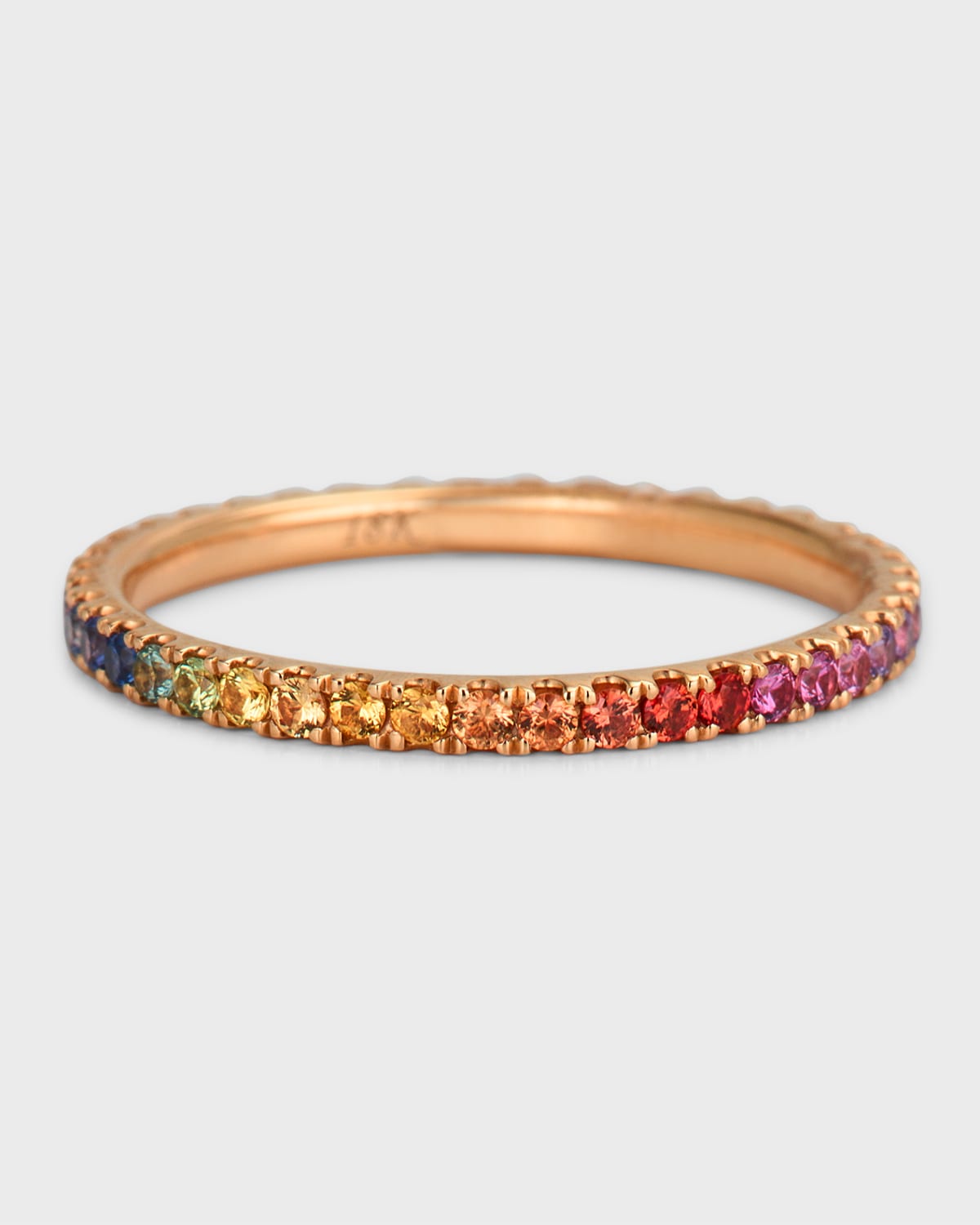 18K Rose Gold Rainbow Sapphire Ring, Size 6