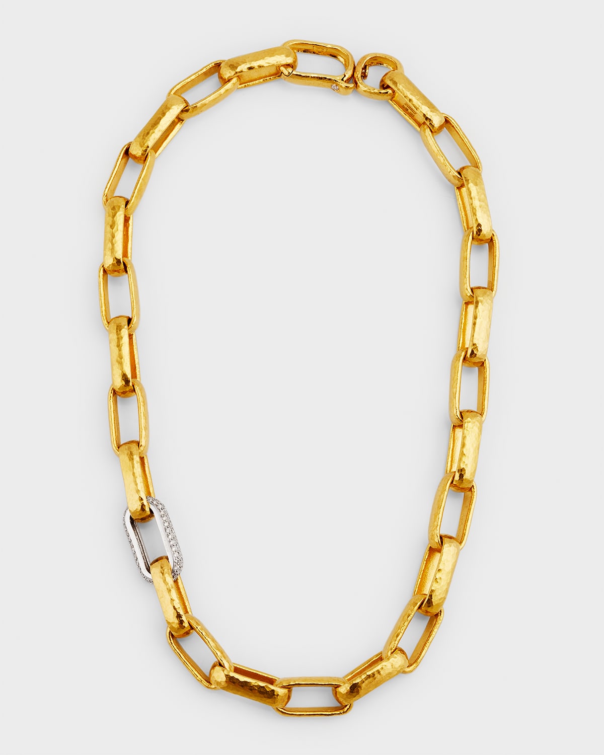 Gurhan Hoopla Short Necklace With Single Pave Link In Gold