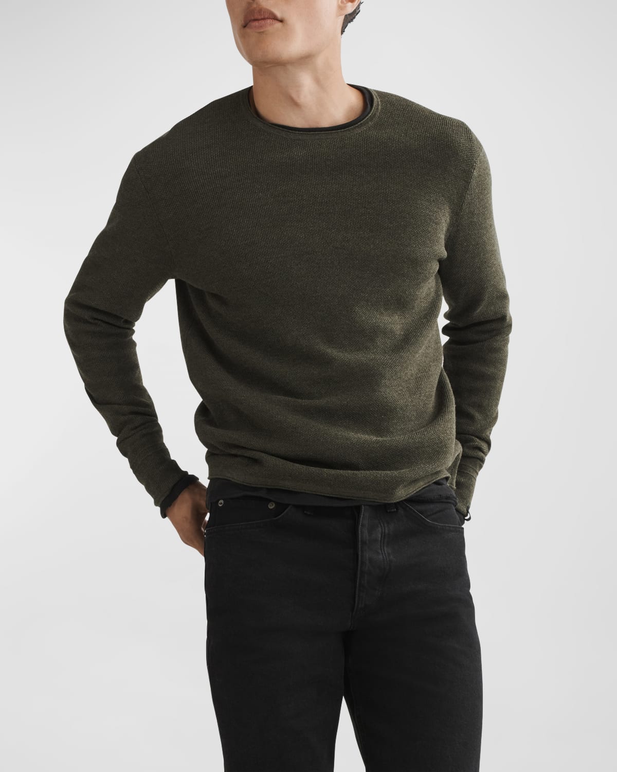 Rag & Bone Men's Martin Wool-blend Crew Sweater In Olive