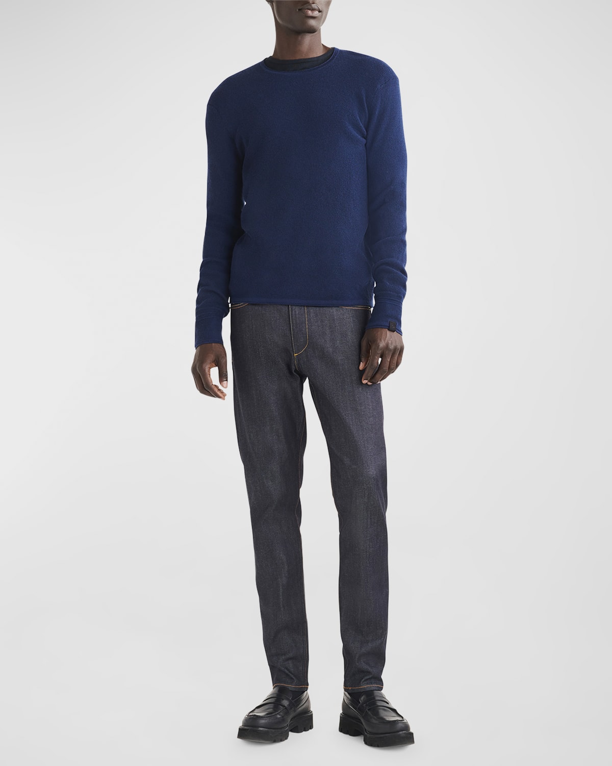 Rag & Bone Matrin Wool Blend Crewneck Sweater In Navy