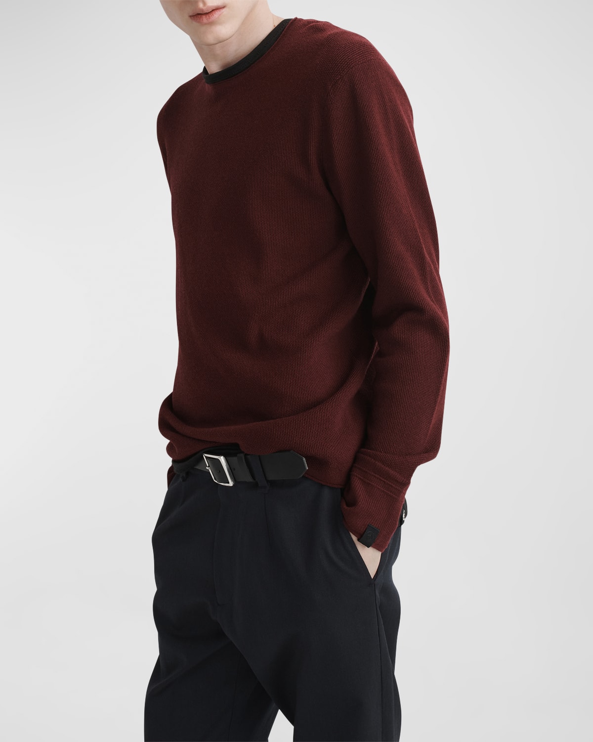 Rag & Bone Matrin Wool Blend Crewneck Sweater In Burgundy